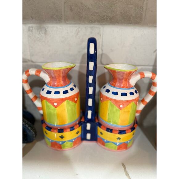 Ganz BELLA CASA Oil Vinegar Cruet with Holder Kitchen Accessories - Picture 2 of 4